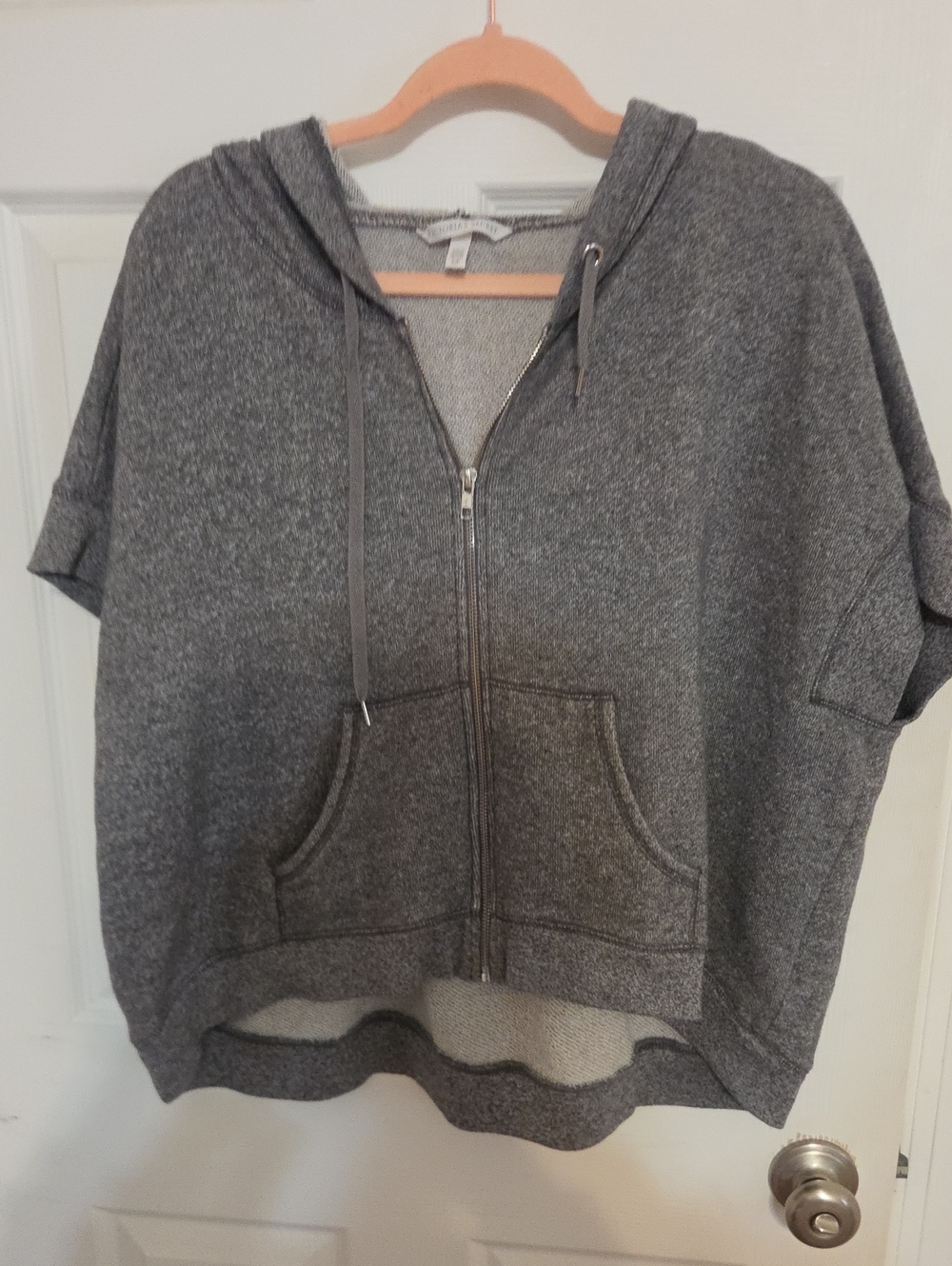 Victoria's Secret Charcoal Gray Zip-Up Hooded Cardigan SMALL Y2K
